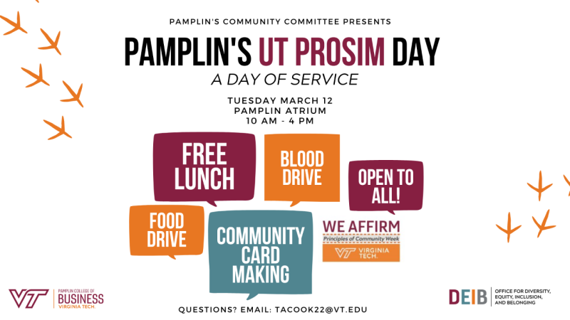 UT Prosim Day 24  March 12 from 10am - 4pm at pamplin atrium